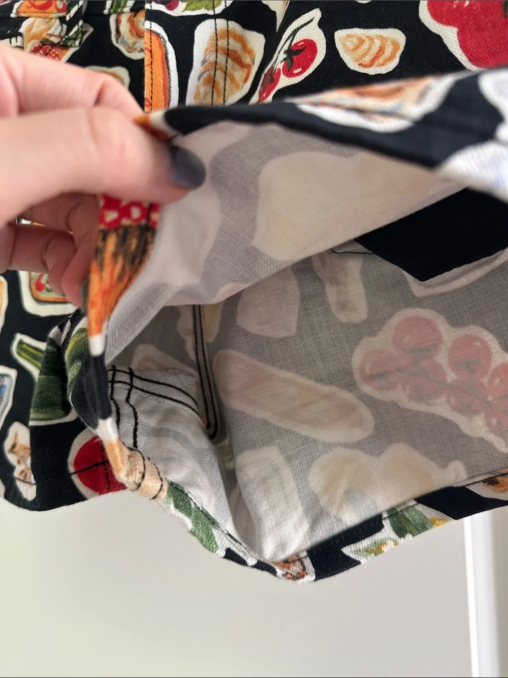 Lisa Says Gah Black Multi Fruit & Food Print Jean Shorts